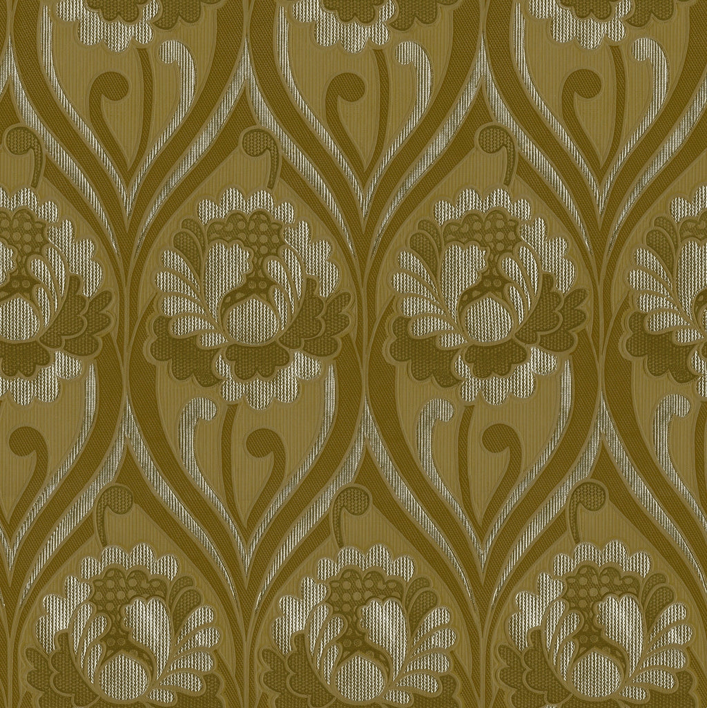 Vintage Floral Damask Wallpaper in Ochre