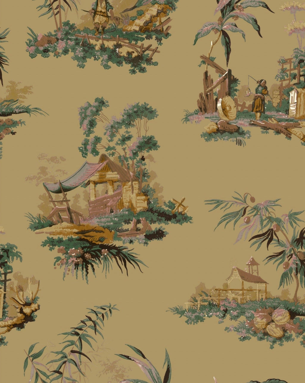 Vintage Oriental Wallpaper in Vanilla
