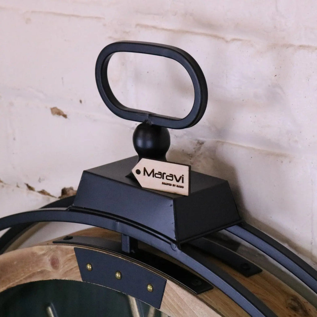 Extra Large Industrial Cog Clock Black Gold and Wood