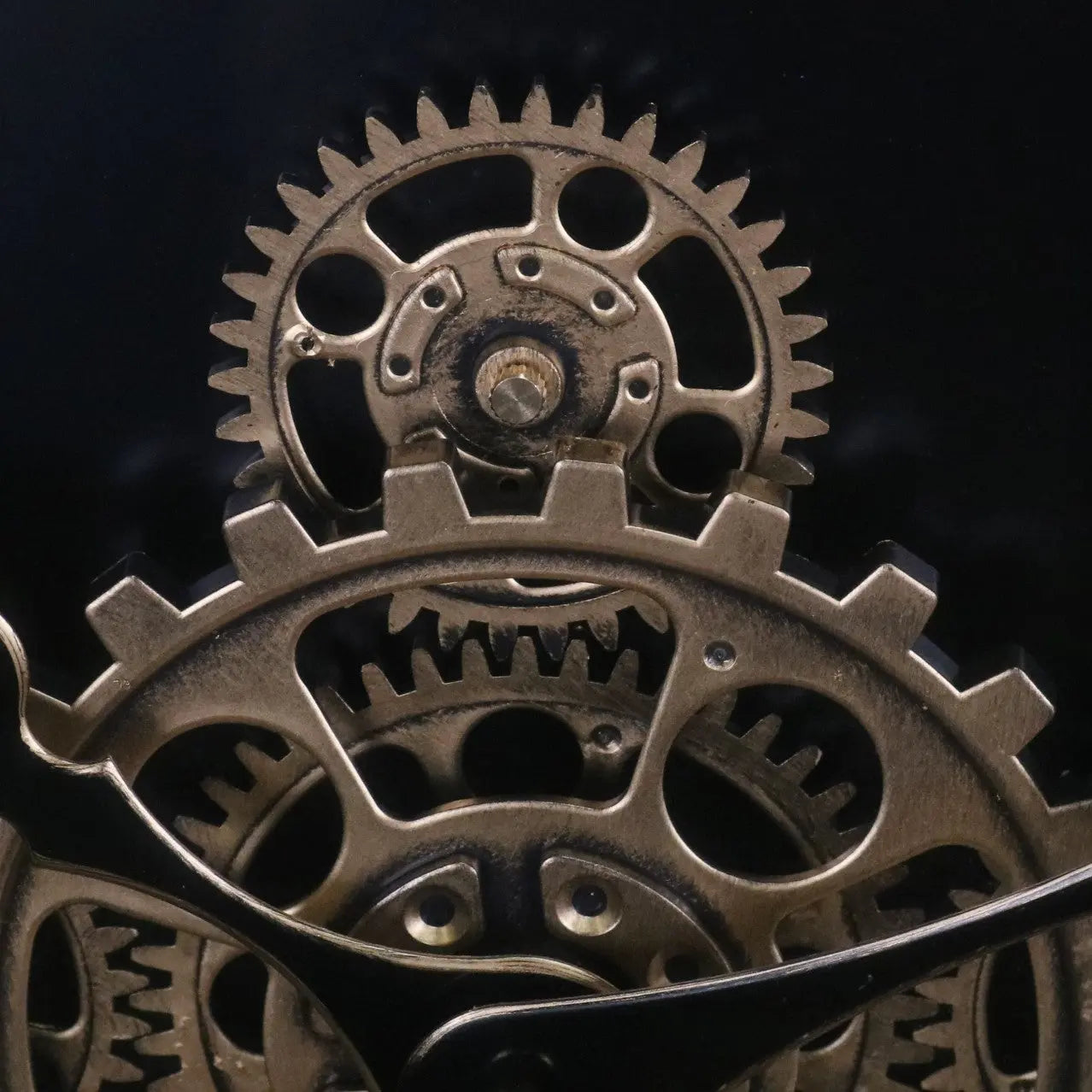 Large Industrial Cog Wall Clock in White Gold and Wood