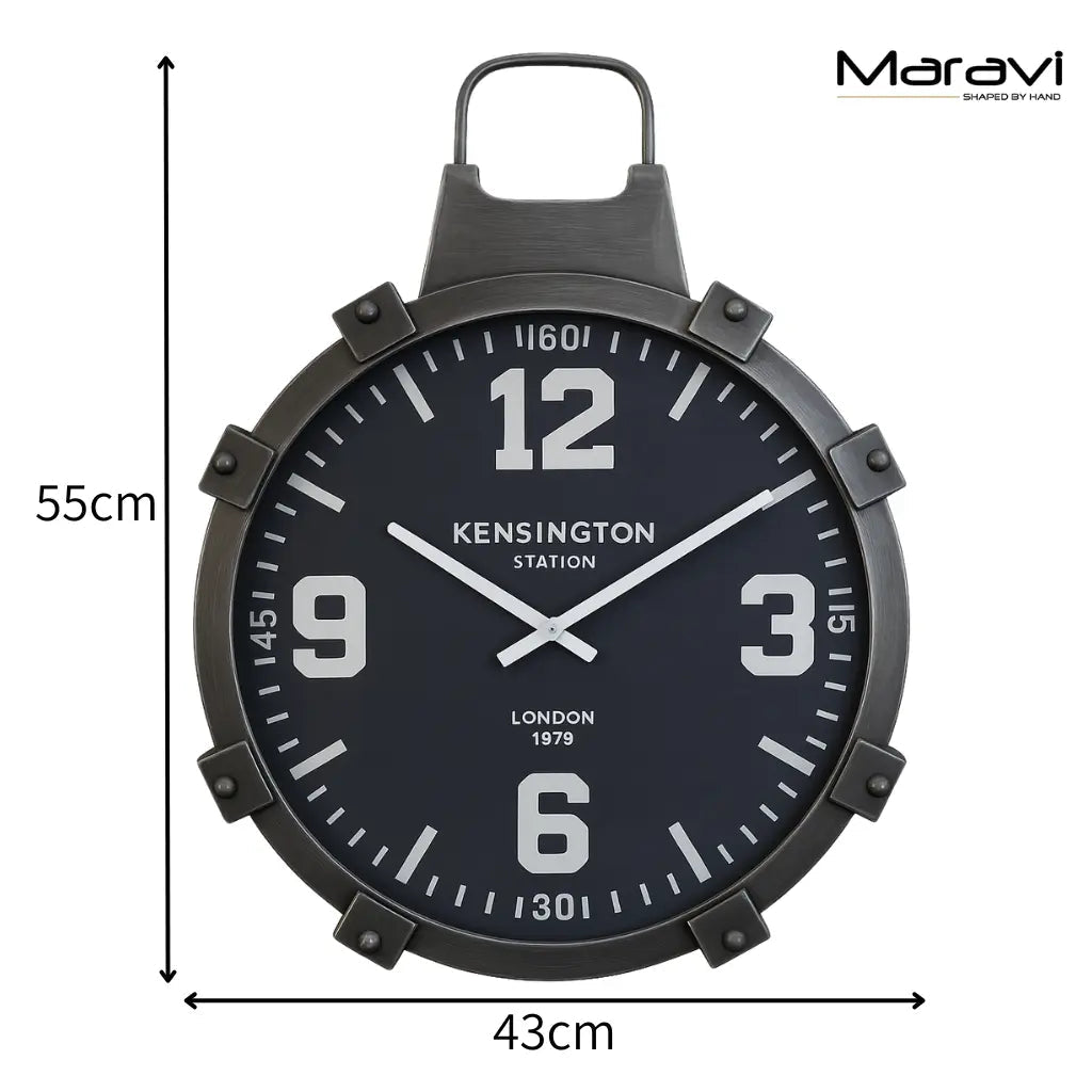 Industrial Gunmetal Grey Wall Clock