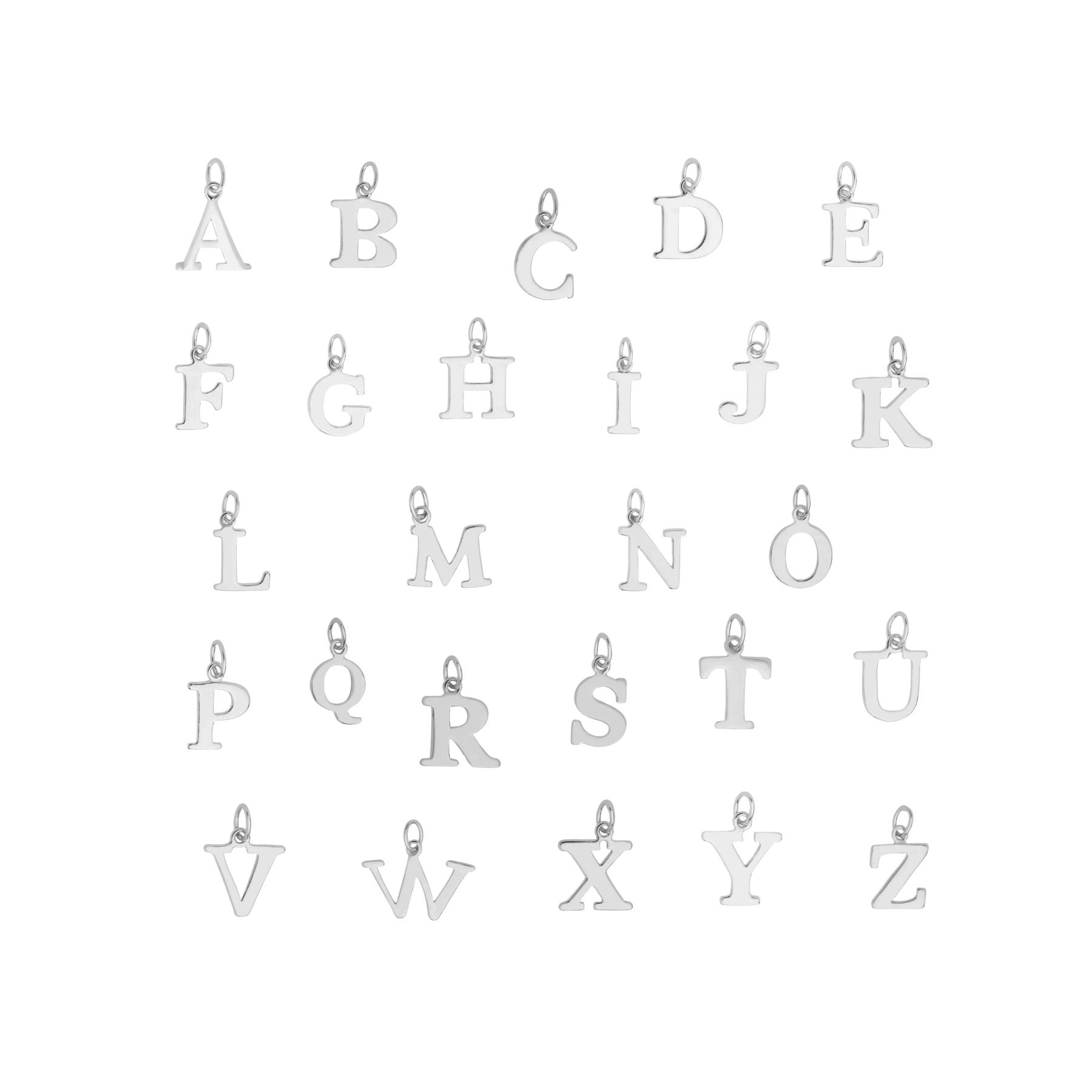 May Birthstone Initial Charm Necklace in Sterling Silver