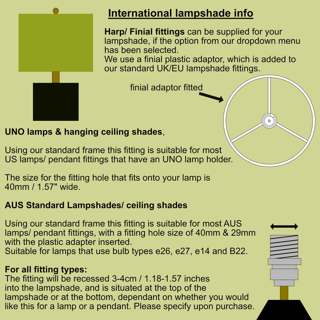 Green velvet drum lampshade/ ceiling shade with a white lining