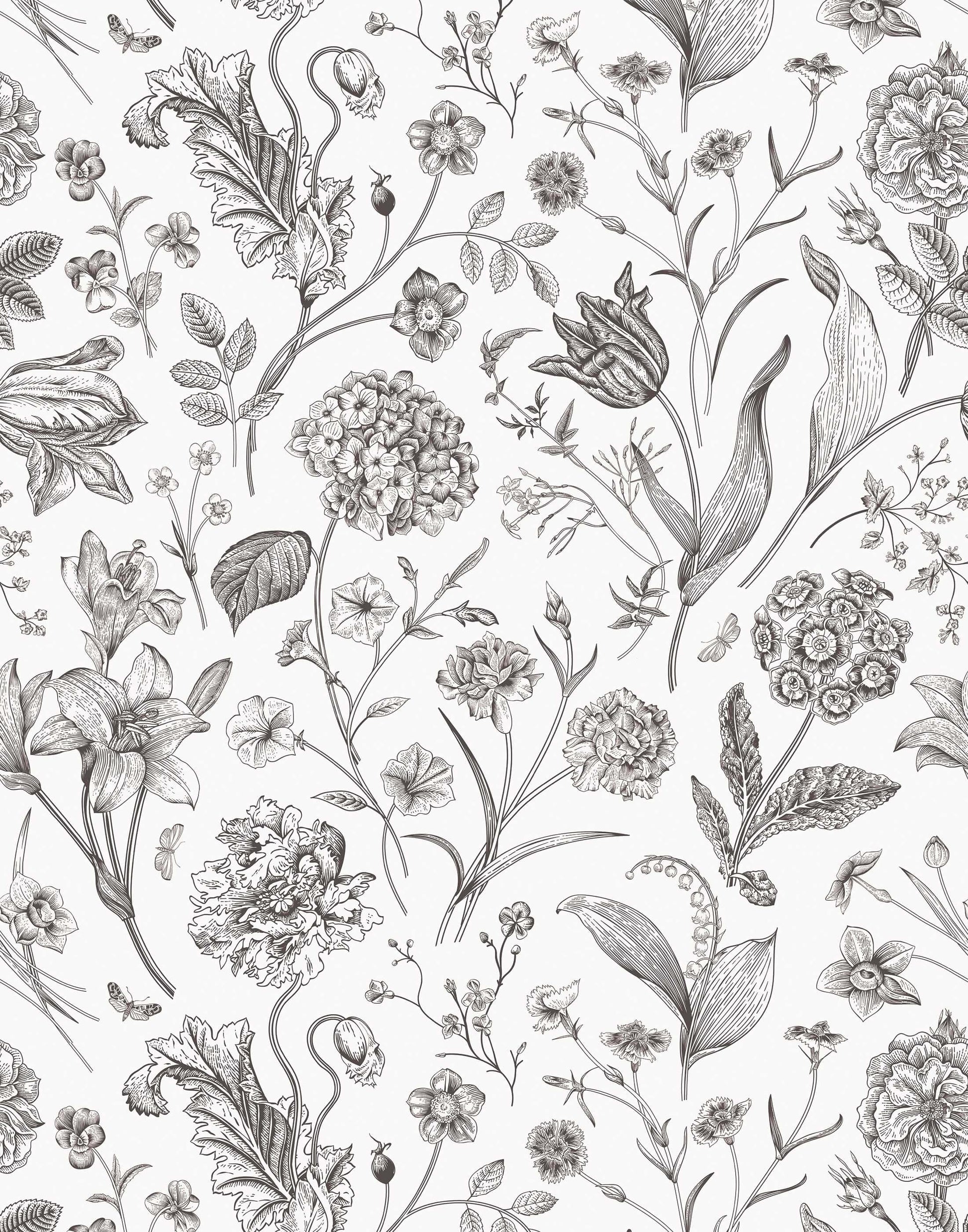 Porcelain Wildflower Wallpaper