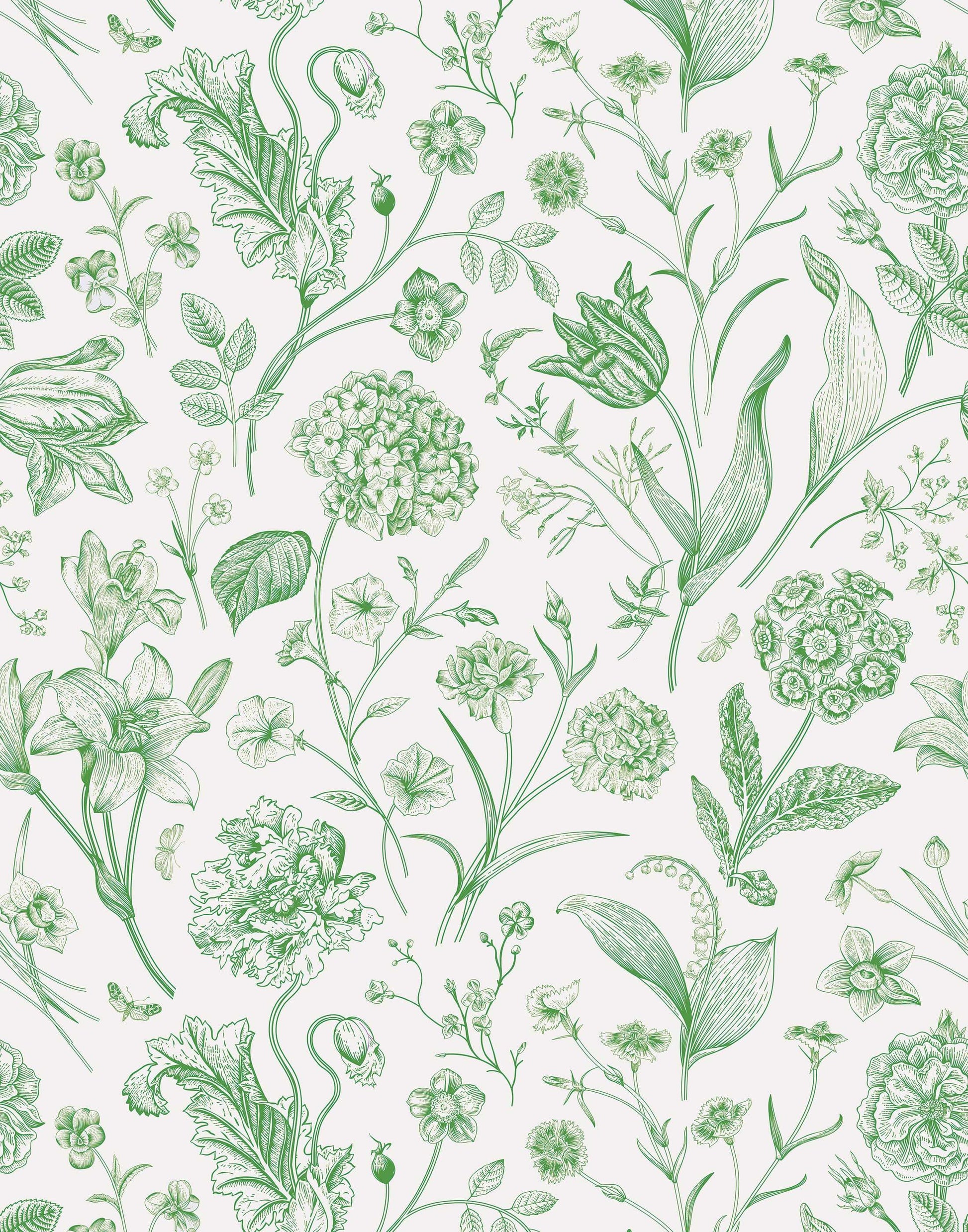 Porcelain Wildflower Wallpaper