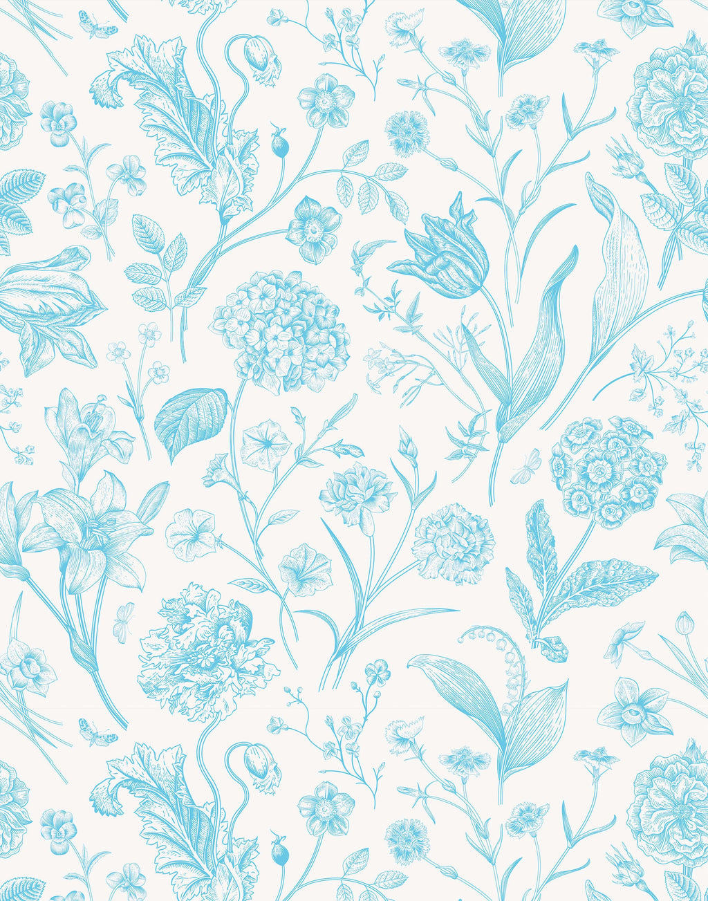 Porcelain Wildflower Wallpaper