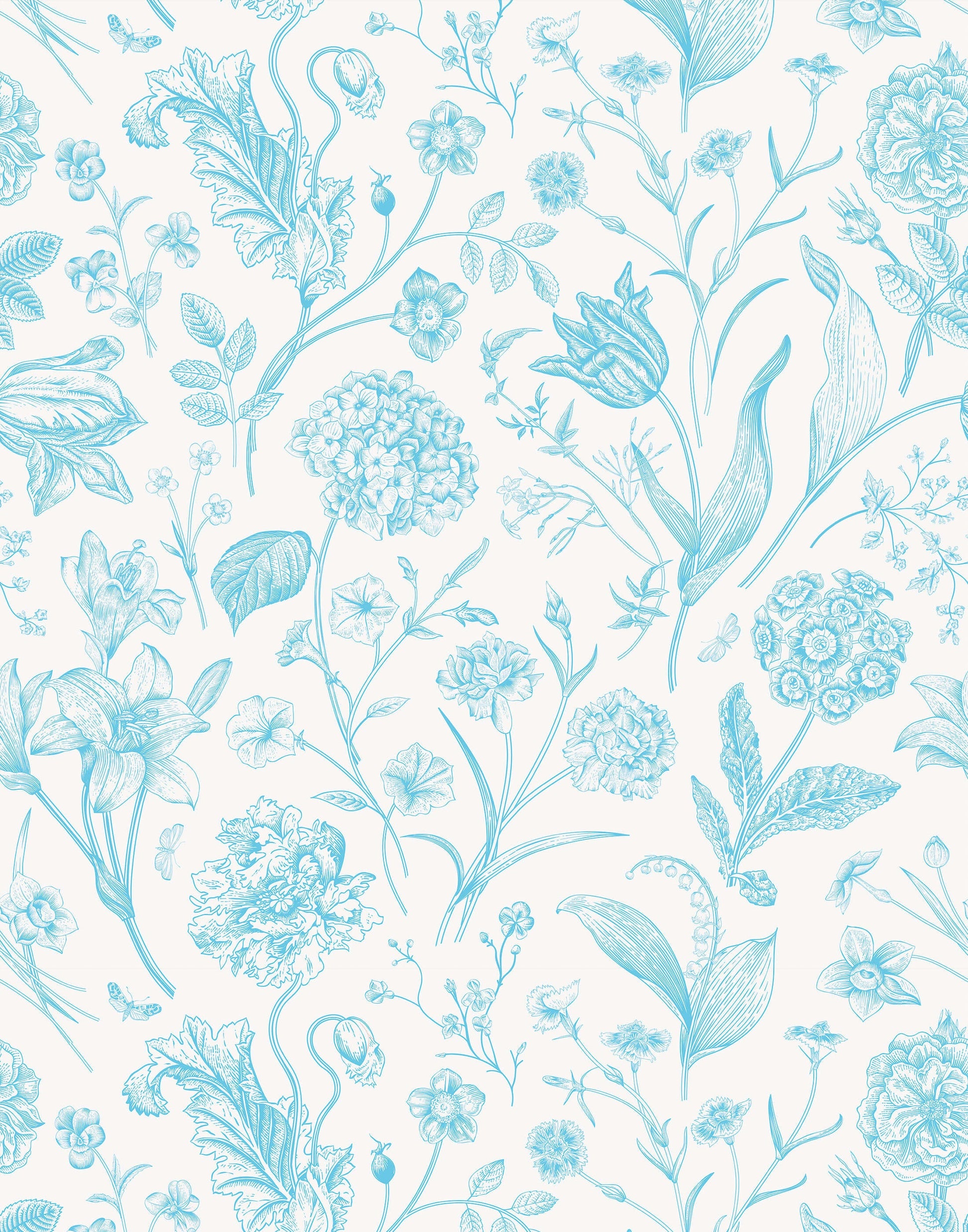 Porcelain Wildflower Wallpaper