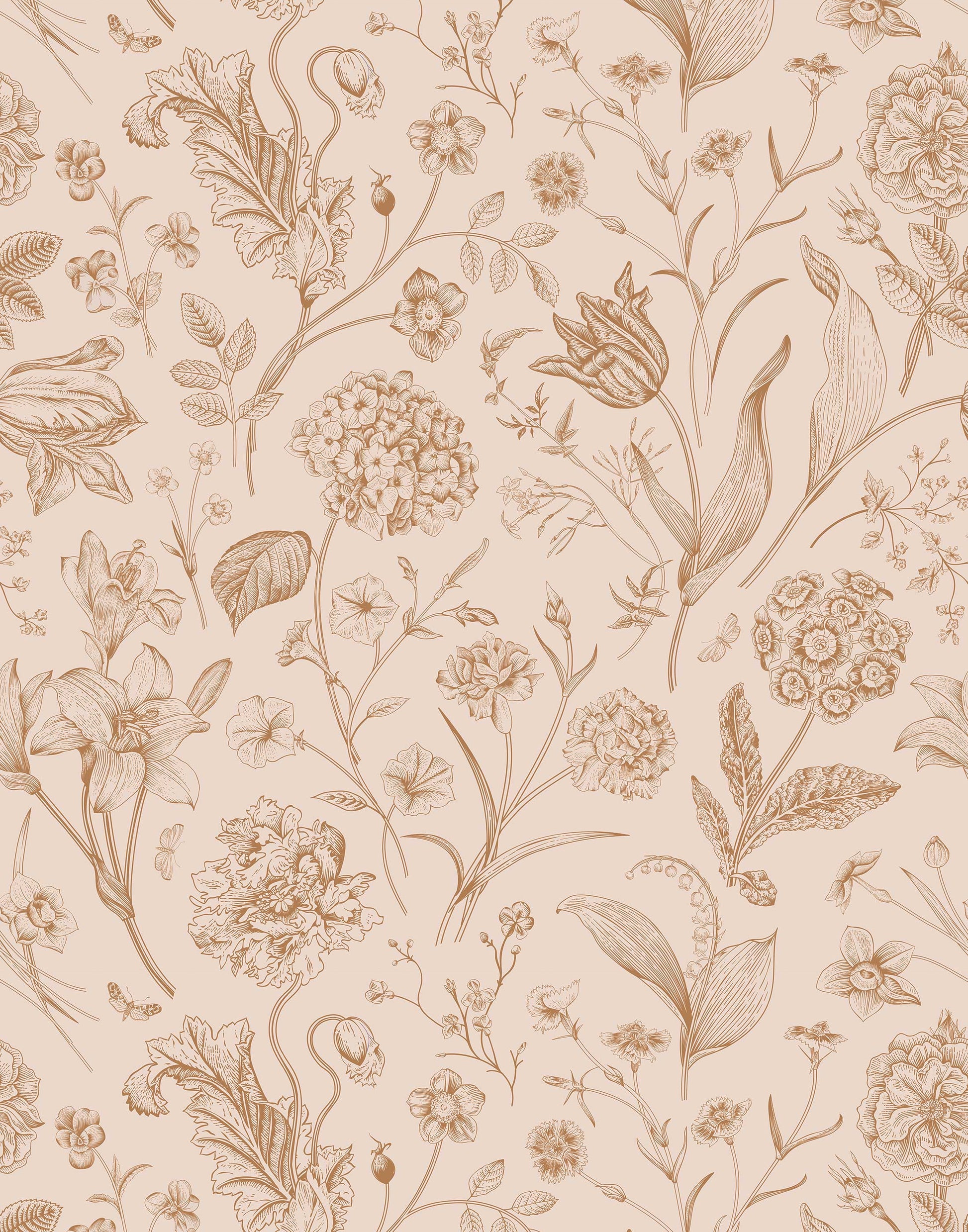 Porcelain Wildflower Wallpaper