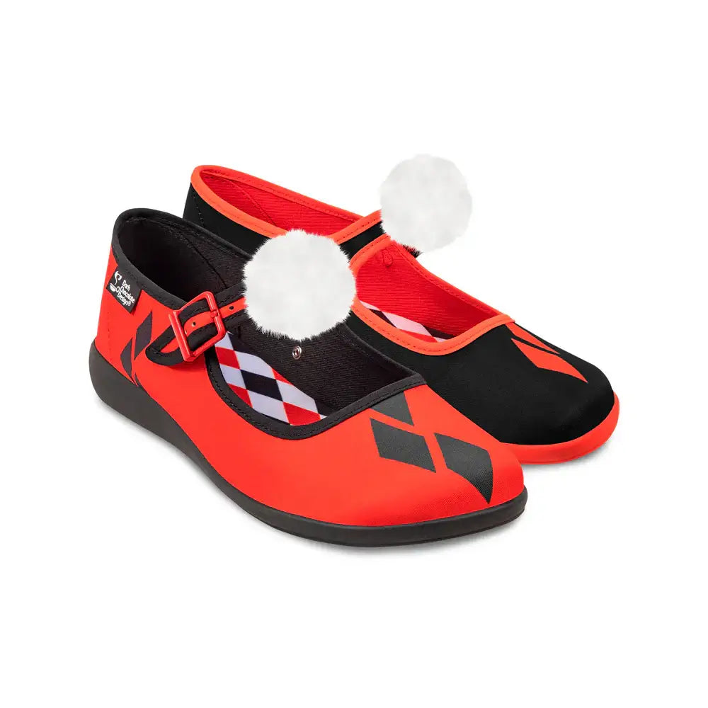 Jinxie Women's Mary Jane Flat Shoes in Red and Black