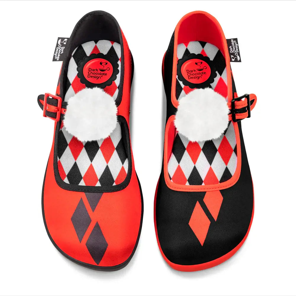 Jinxie Women's Mary Jane Flat Shoes in Red and Black