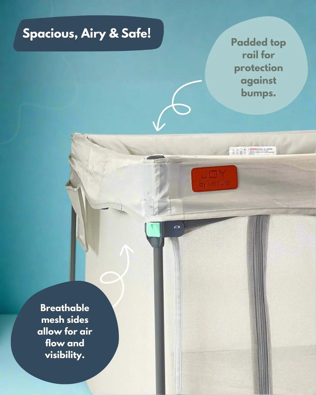 Square Baby Playpen with Mesh Sides and Fitted Mat