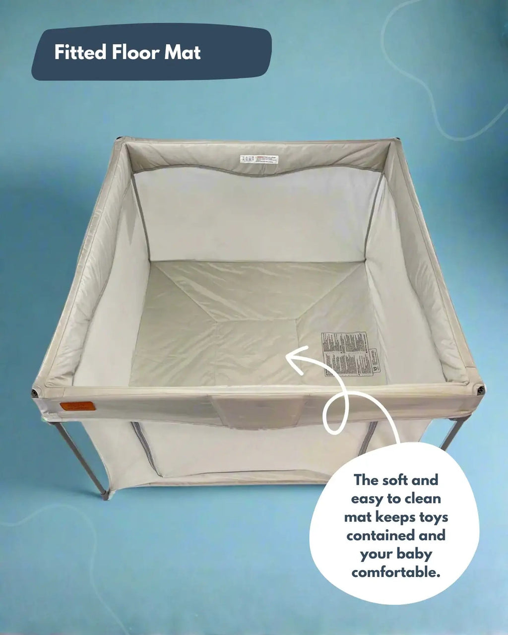 Square Baby Playpen with Mesh Sides and Fitted Mat