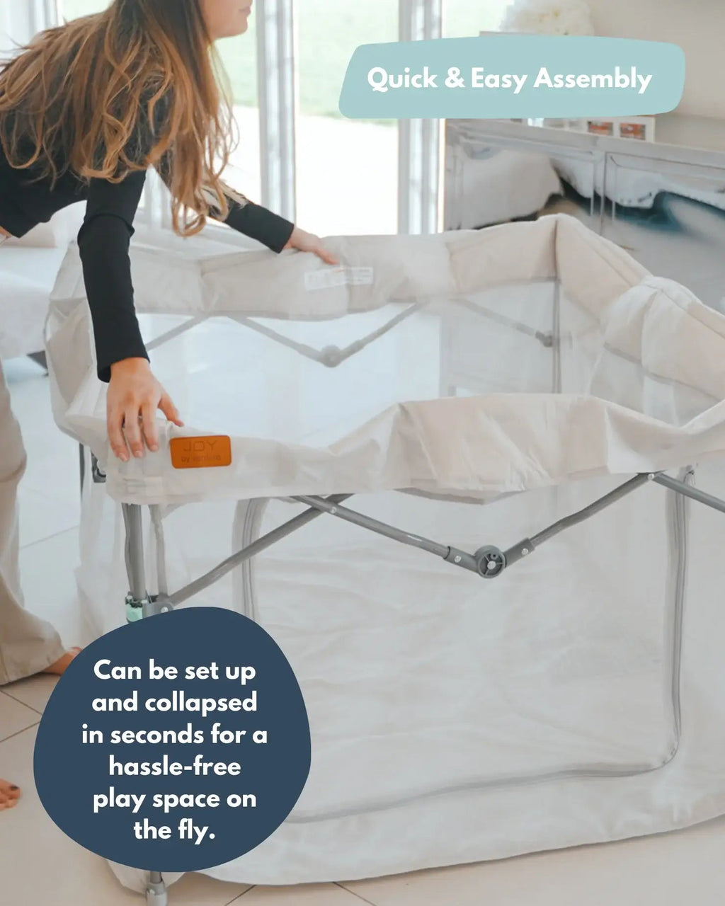 Square Baby Playpen with Mesh Sides and Fitted Mat