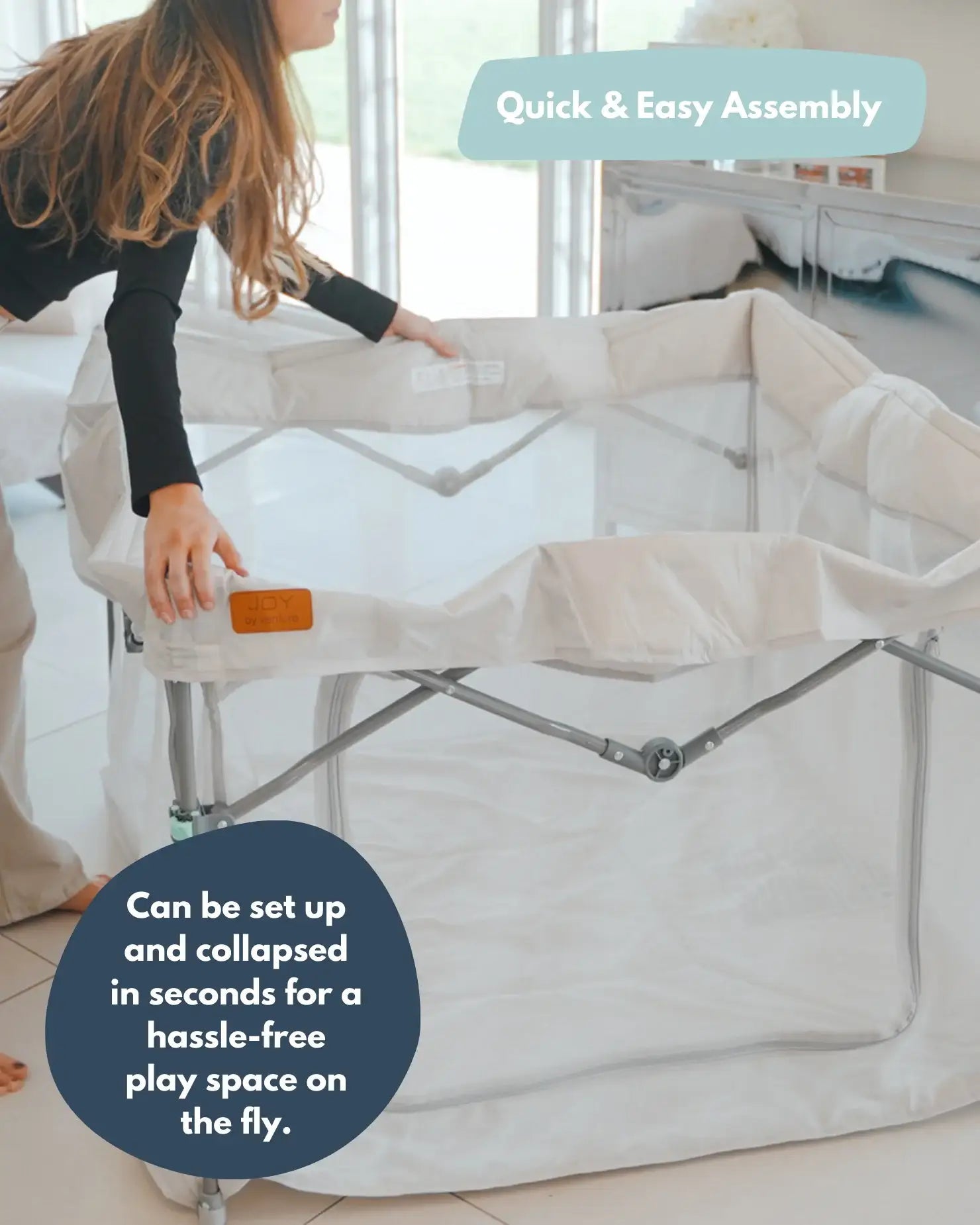 Square Baby Playpen with Mesh Sides and Fitted Mat