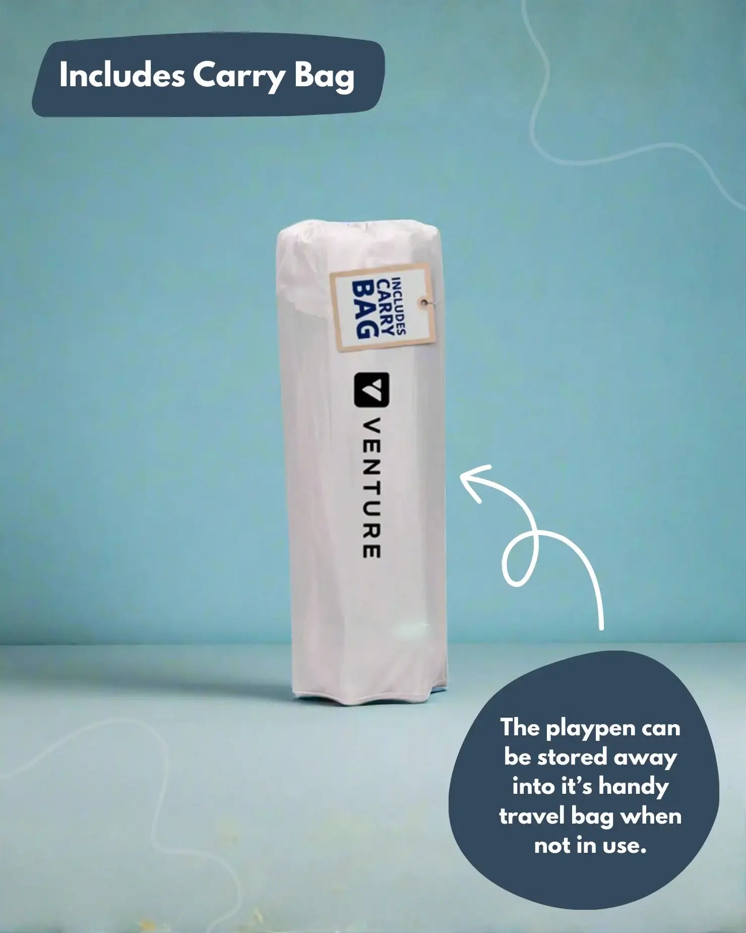 Square Baby Playpen with Mesh Sides and Fitted Mat