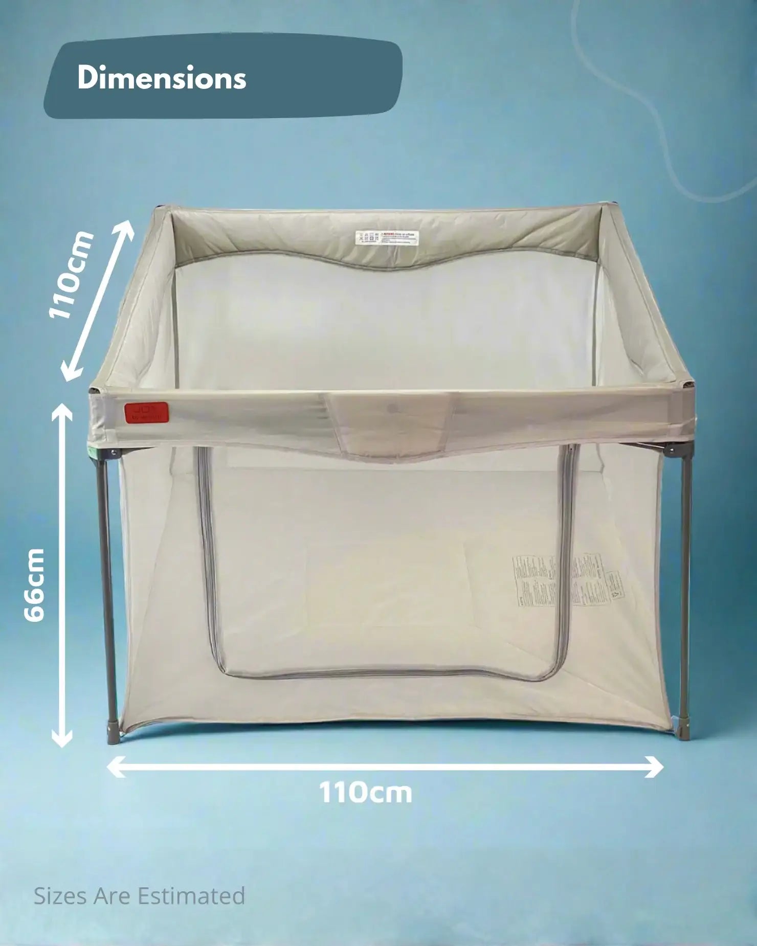 Square Baby Playpen with Mesh Sides and Fitted Mat
