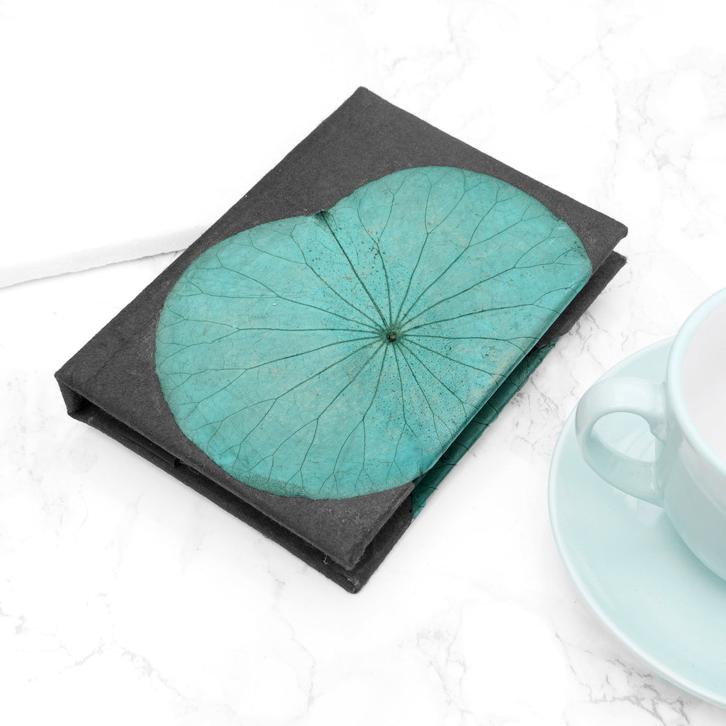 A6 Vegan Leather Lotus Leaf Notebook