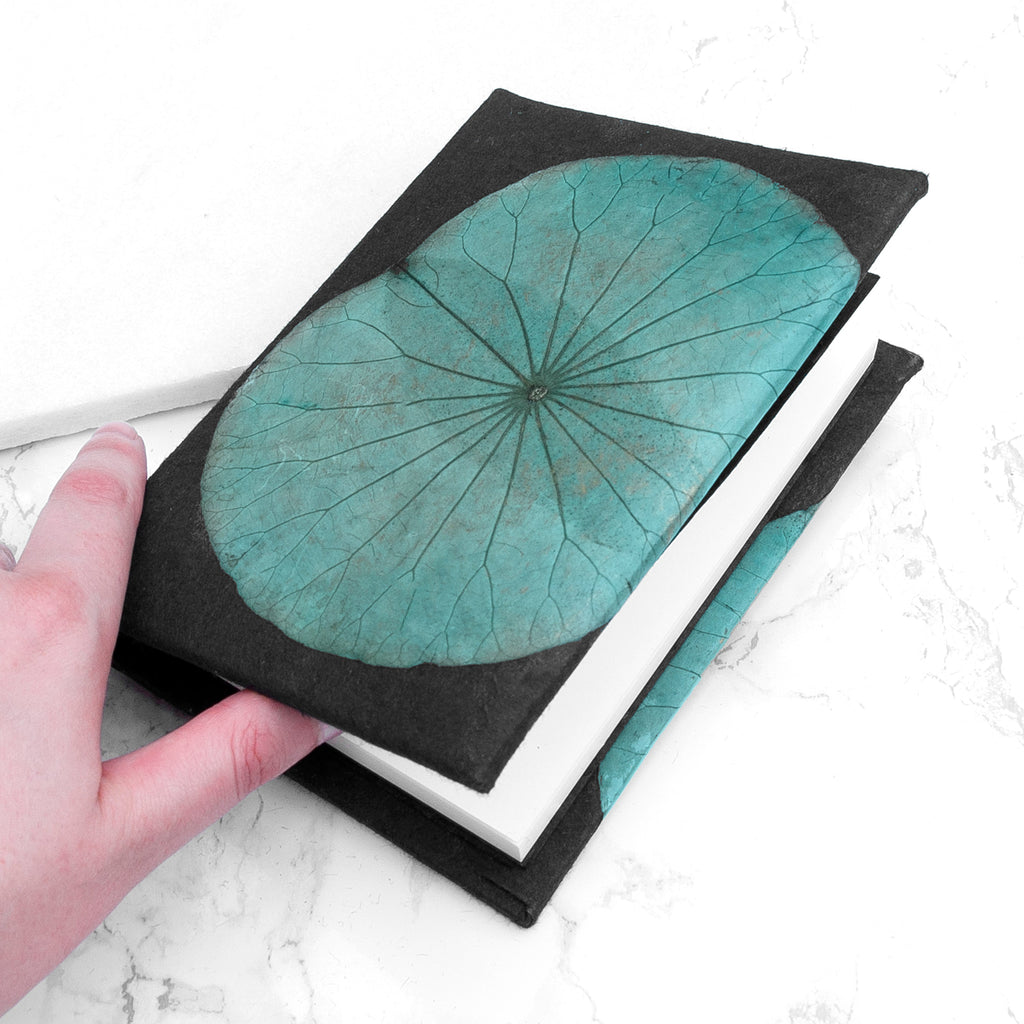 A6 Vegan Leather Lotus Leaf Notebook