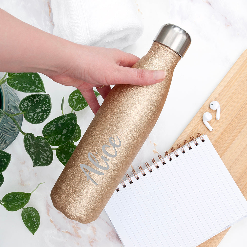 Personalised Glitter Insulated Water Bottle