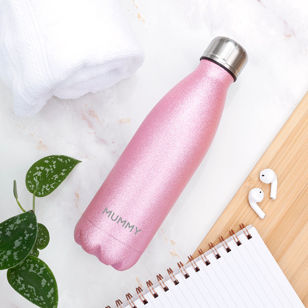 Personalised Glitter Insulated Water Bottle