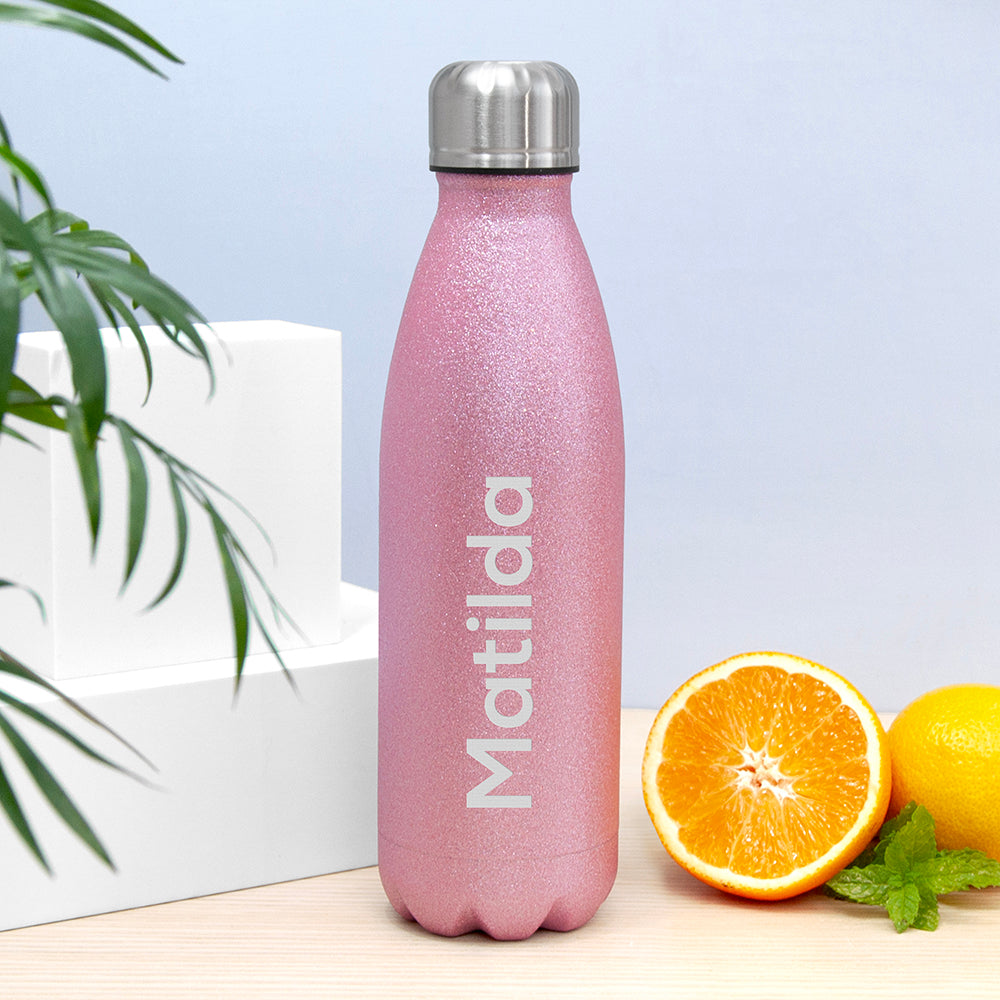 Personalised Glitter Insulated Water Bottle