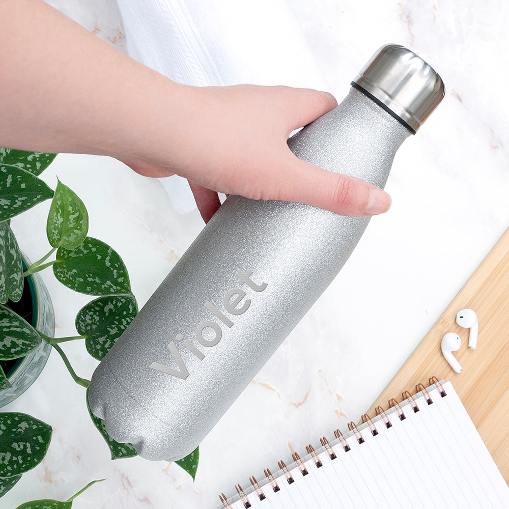 Personalised Glitter Insulated Water Bottle