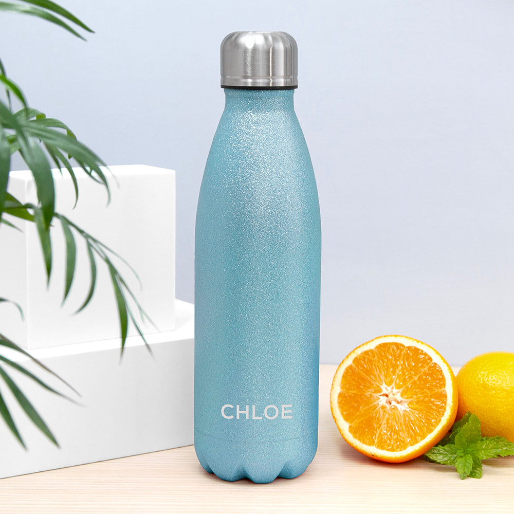 Personalised Glitter Insulated Water Bottle