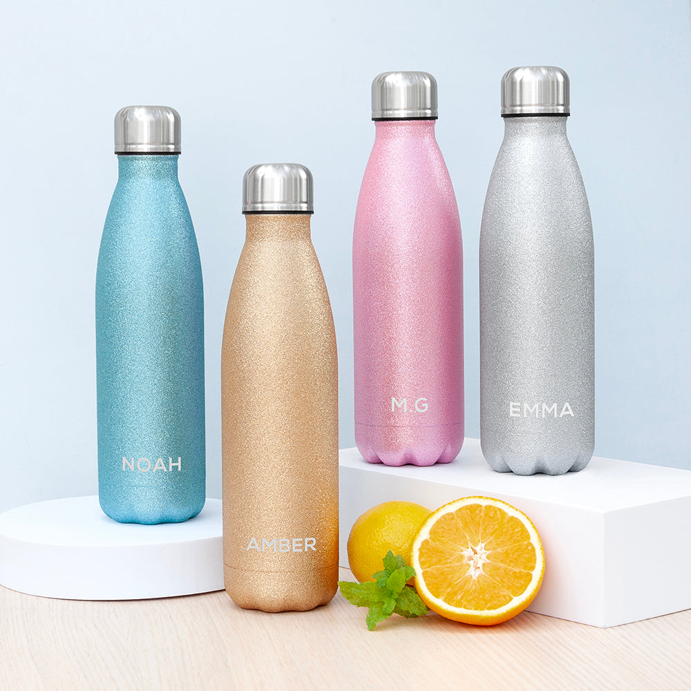Personalised Glitter Insulated Water Bottle