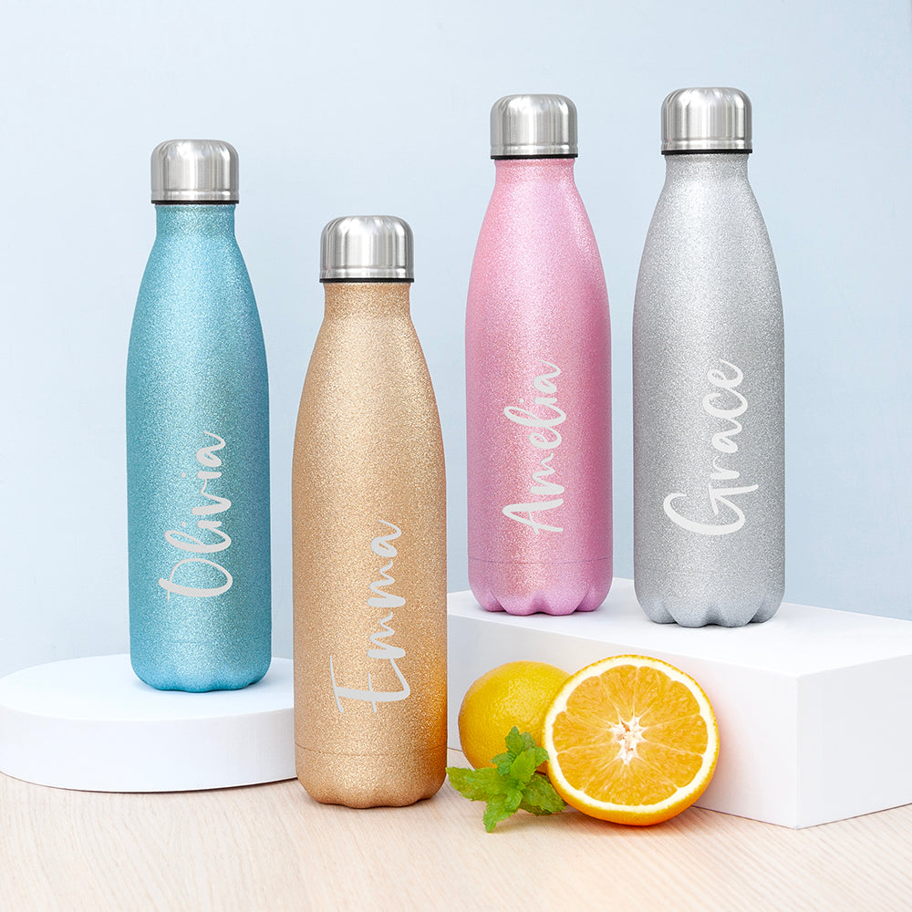 Personalised Glitter Insulated Water Bottle