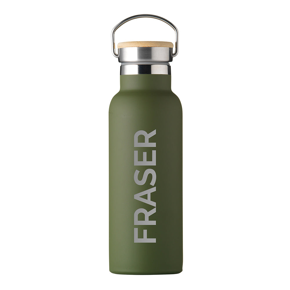 Personalised Insulated 17oz Bamboo Lid Water Bottle