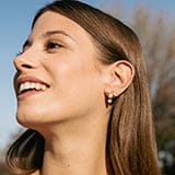 Gold Plated Peach Lily Flower and Pearl Bee Stud Earrings