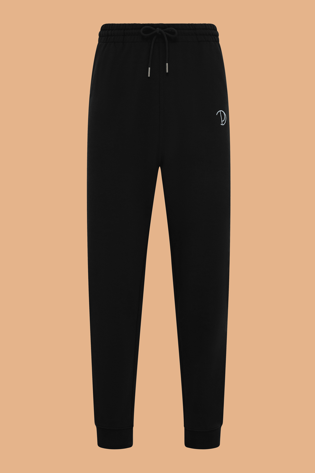 Embroidered P Joggers in Black