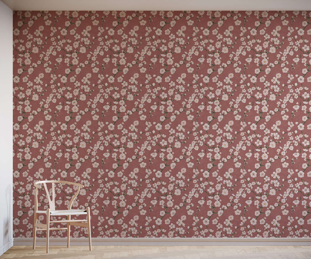 Junta Blossom Wallpaper with Hand Painted Effect