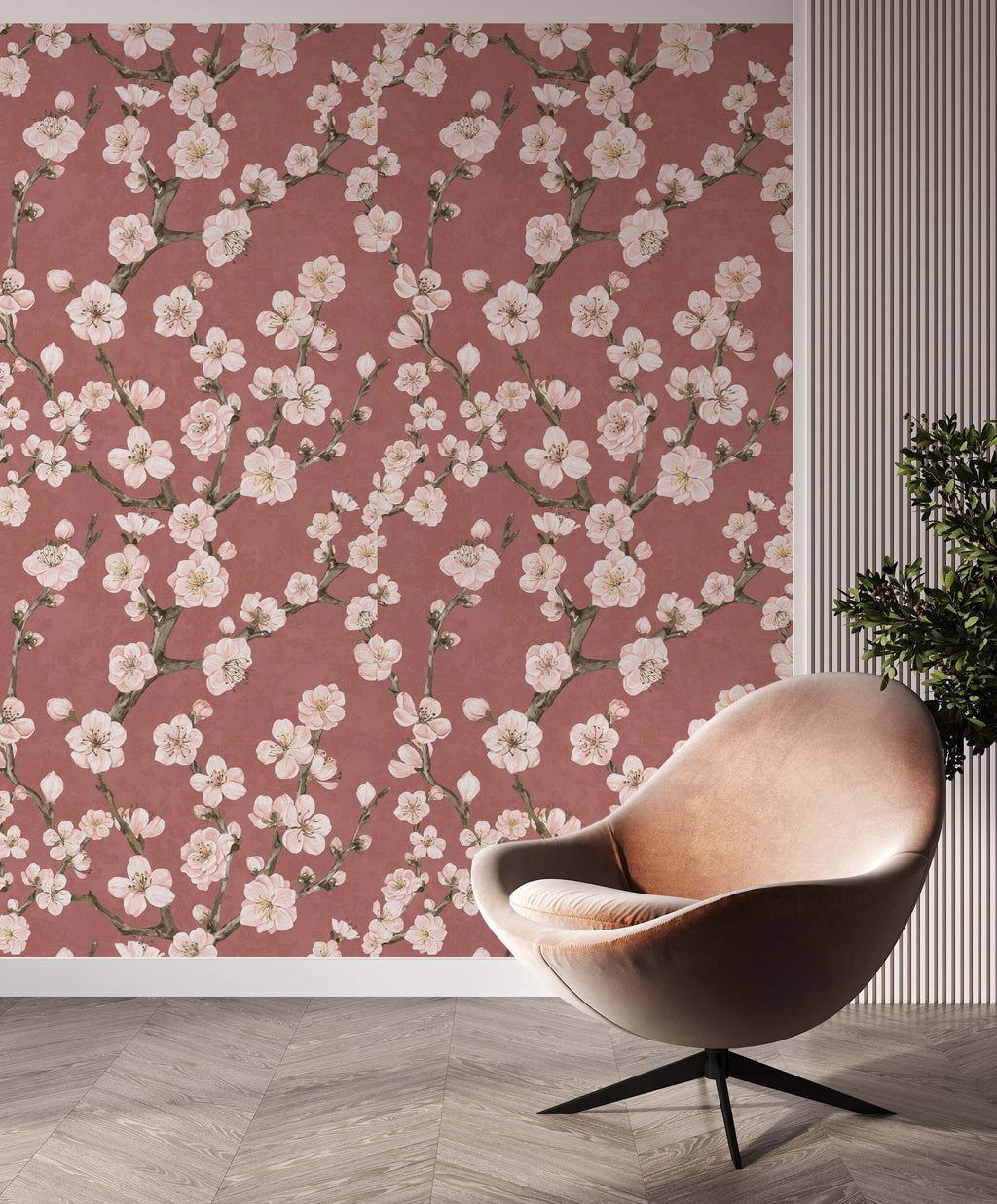 Junta Blossom Wallpaper with Hand Painted Effect