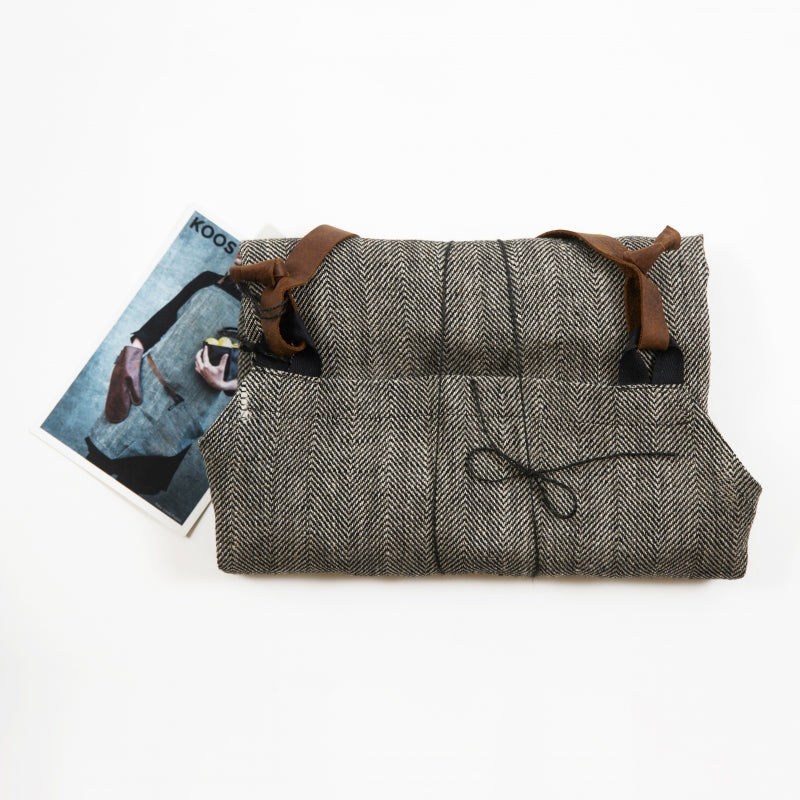 Herringbone Linen Apron with Leather Details – Stylish & Eco-Friendly by KOOSdisain at www.brixbailey.com