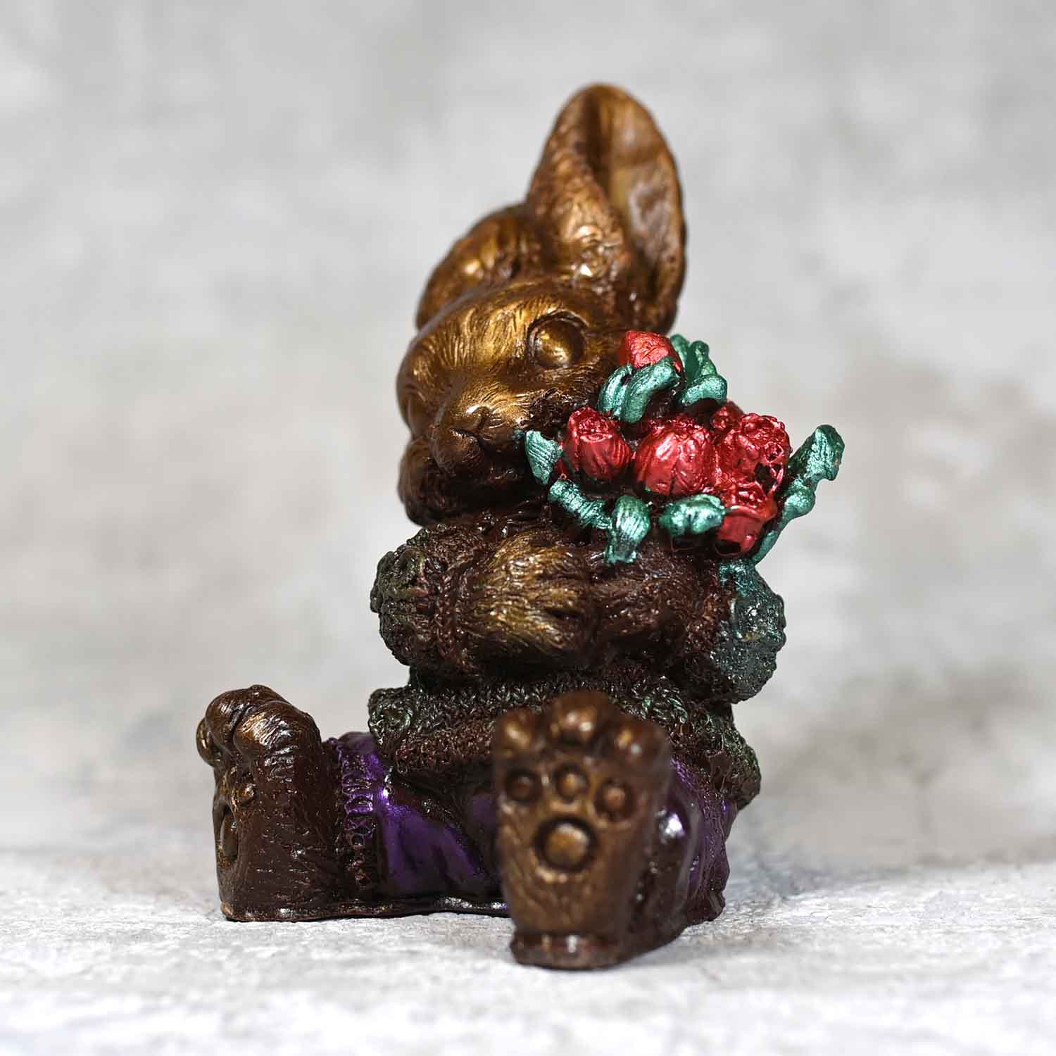 Handcrafted 3D Chocolate Rabbit with Rose Bouquet