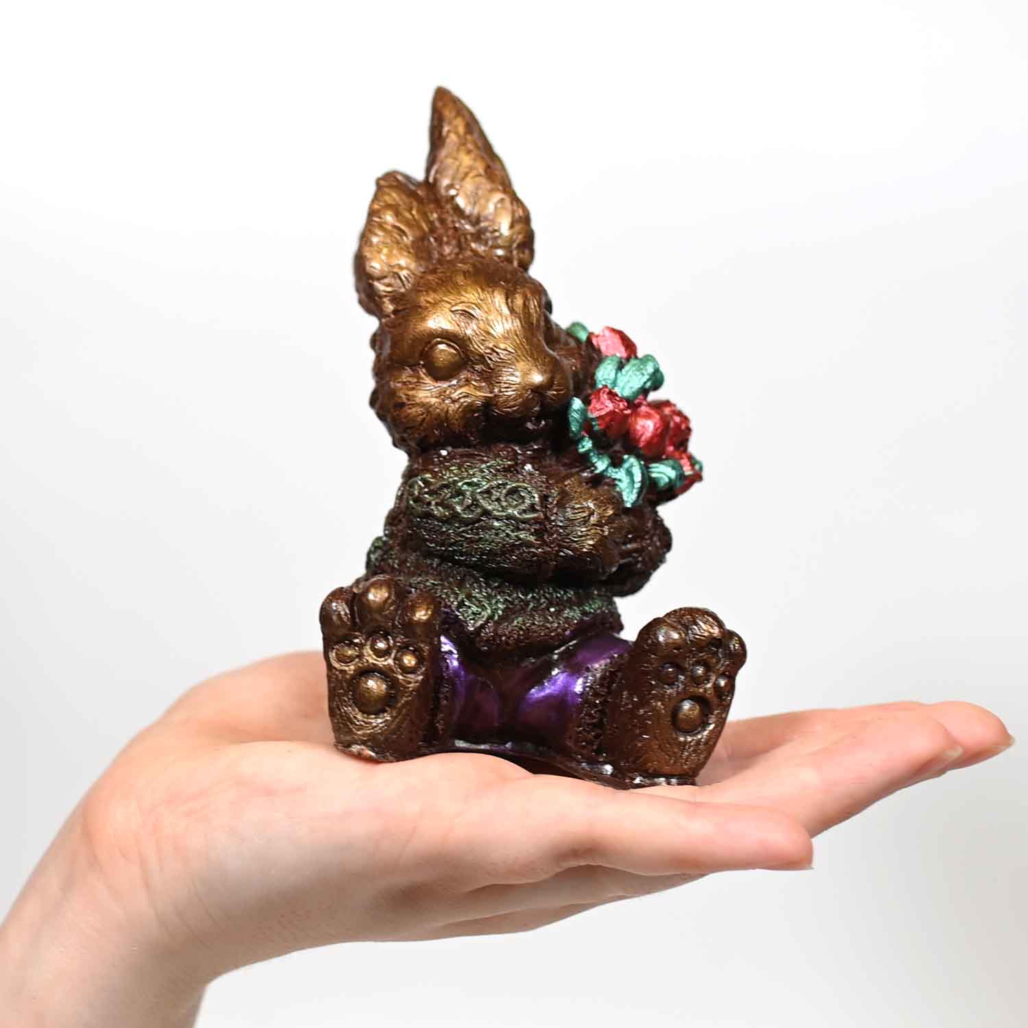 Handcrafted 3D Chocolate Rabbit with Rose Bouquet