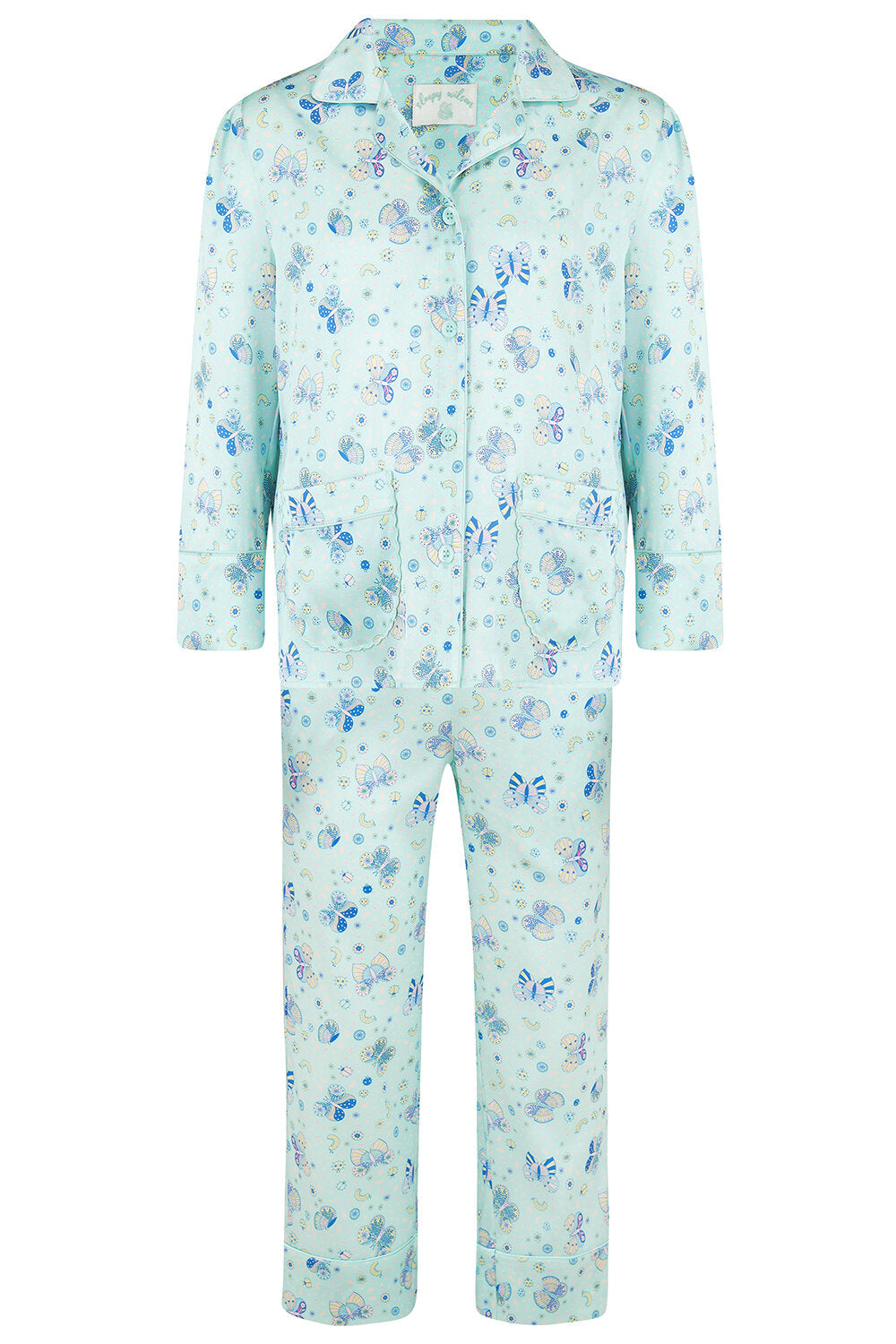 Glacier Butterfly Silk Pyjama Set for Girls