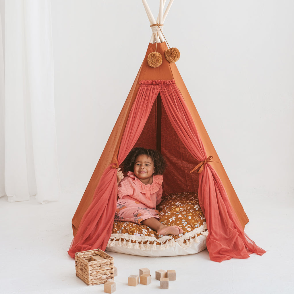 Fairy Kids Play Tent with Tulle in Cognac