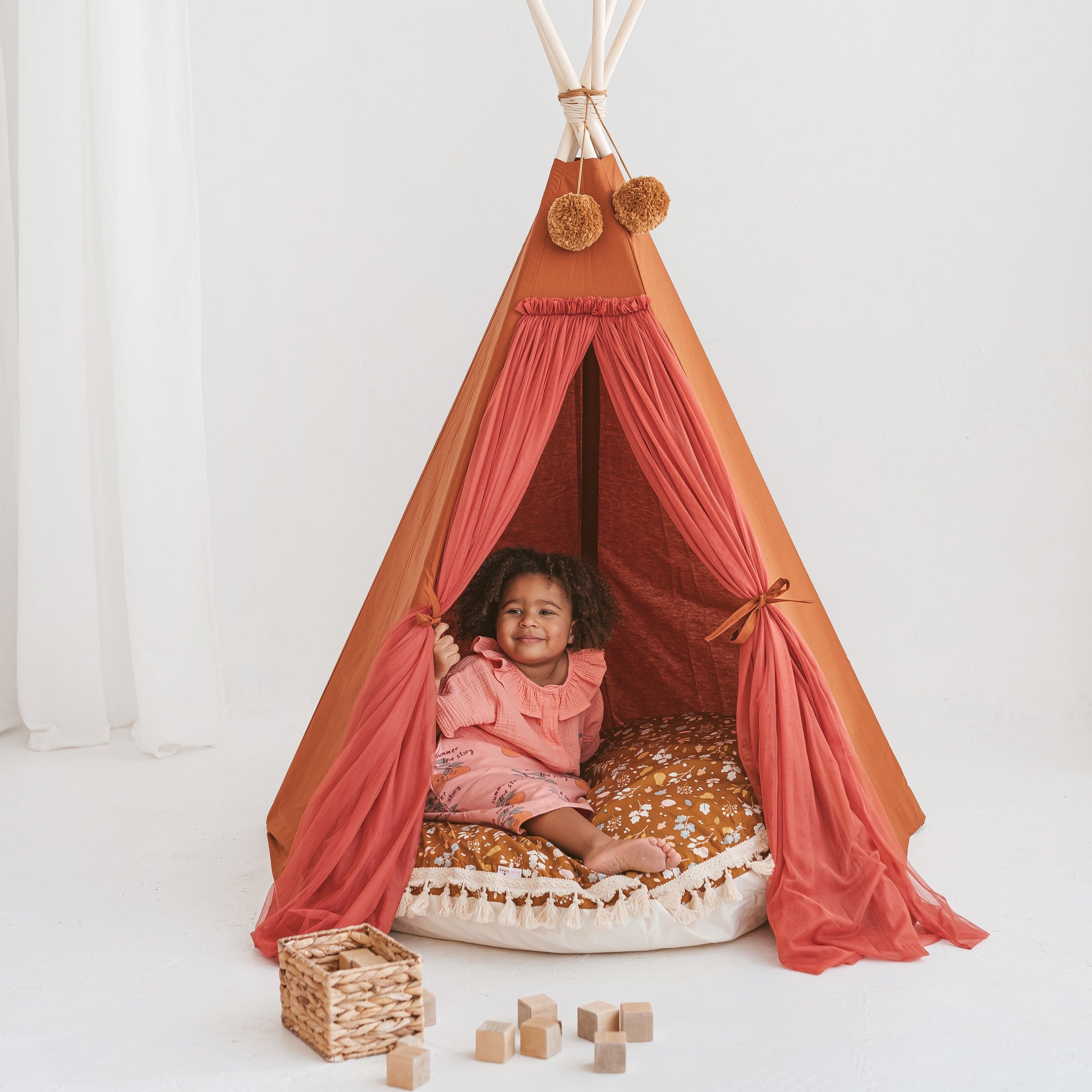 Fairy Kids Play Tent with Tulle in Cognac