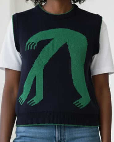 Organic Cotton Knit Vest in Blue