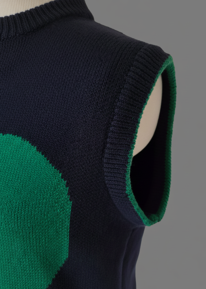 Organic Cotton Knit Vest in Blue