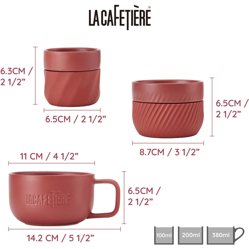 La Cafetière 3-Piece Red Mug Set – Stylish & Stackable by La Cafetière at www.brixbailey.com