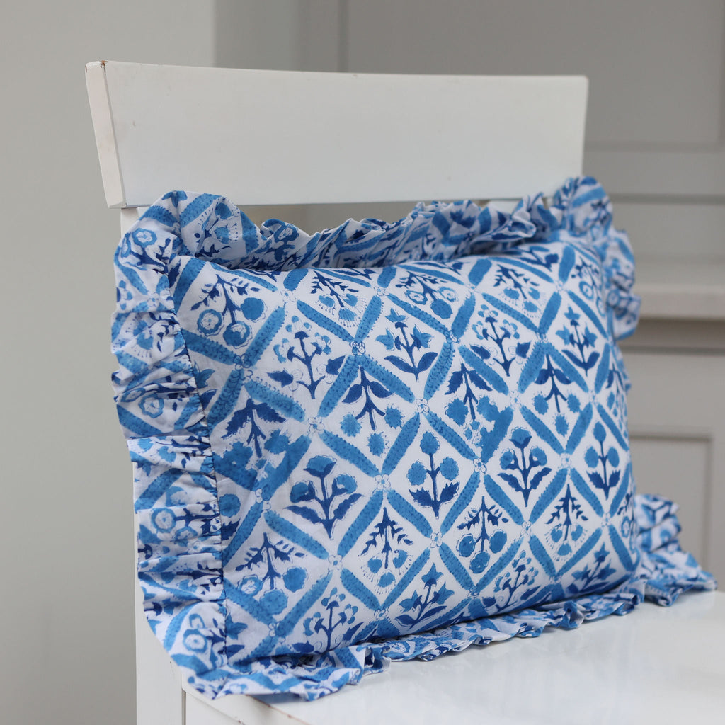 Blue Trellis Cushion Cover 30cm x 50cm