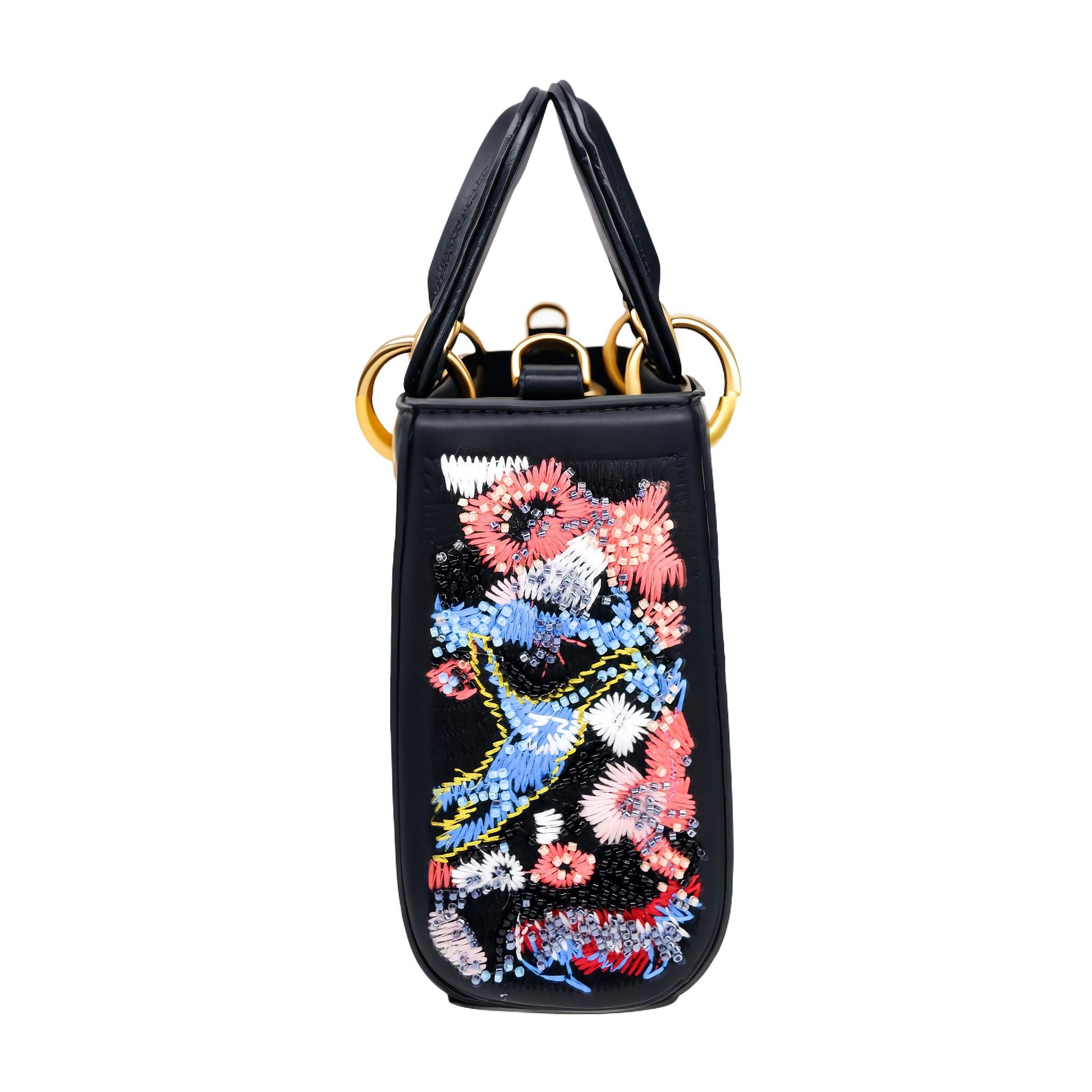Spring Bloom Black Floral Handbag