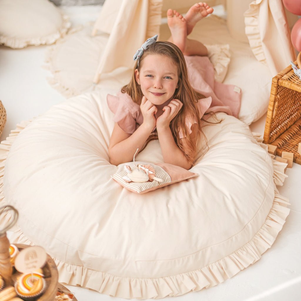 Large Floor Cushion with Ruffled Edges