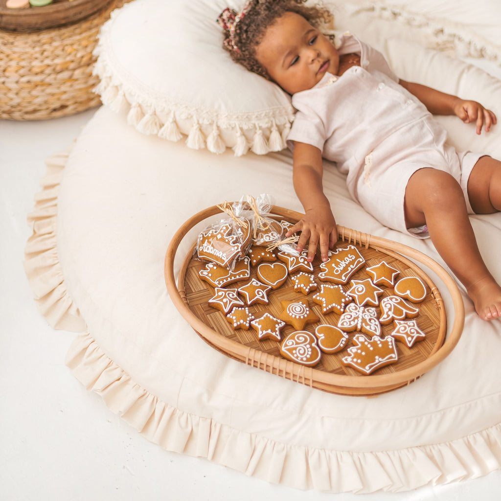 Large Floor Cushion with Ruffled Edges