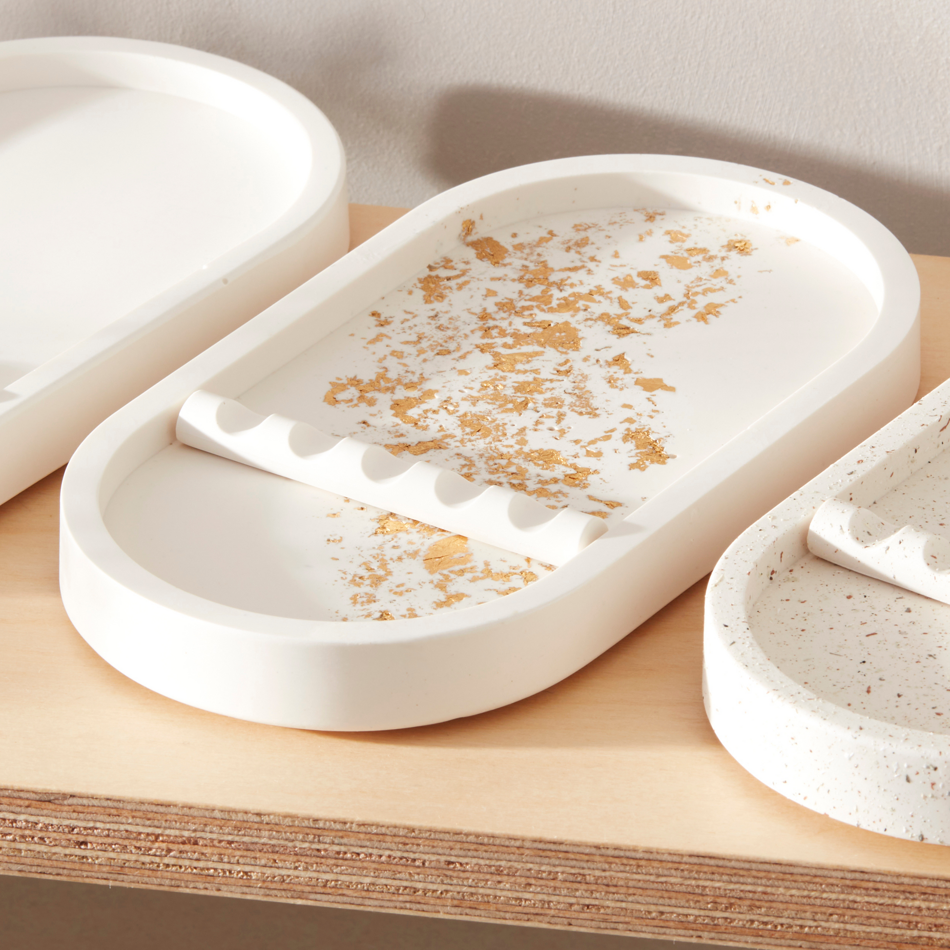 Oval Jesmonite Tool Tray Natural Handmade