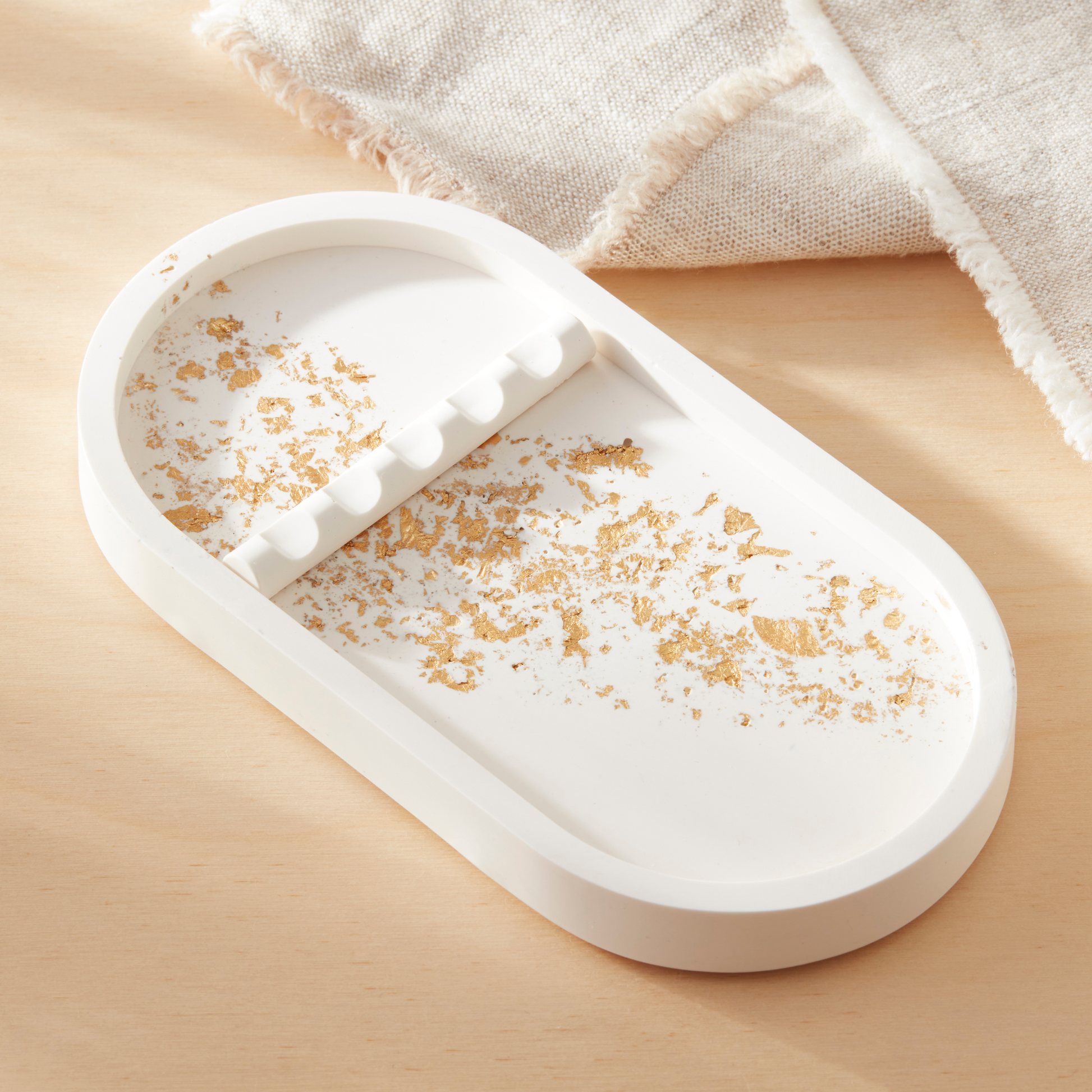 Oval Jesmonite Tool Tray Natural Handmade