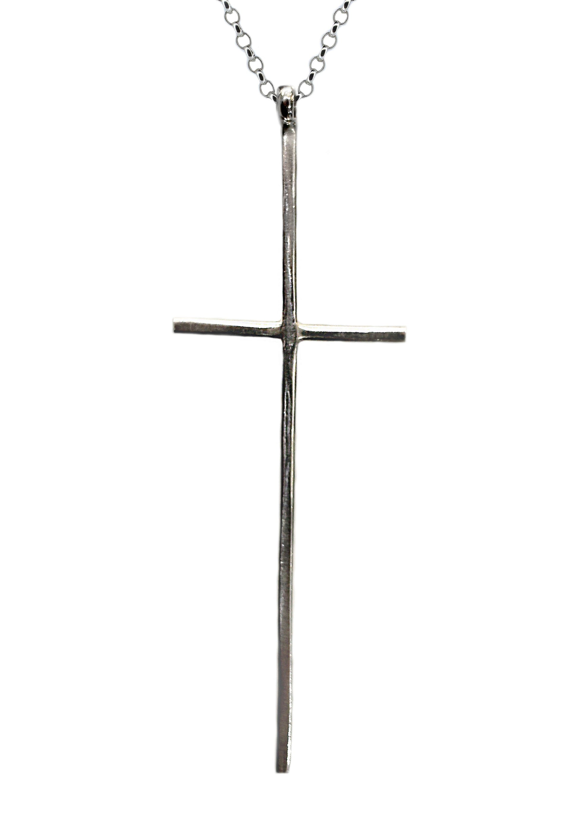 Large Sterling Silver Cross Necklace